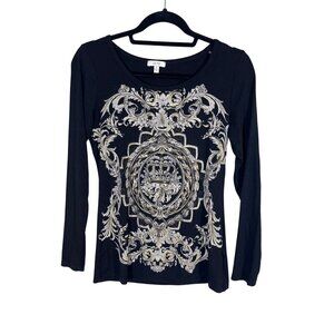 Vintage Cache Top Embellished S Black Regal Classic Preppy Y2K Retro Chic 80s